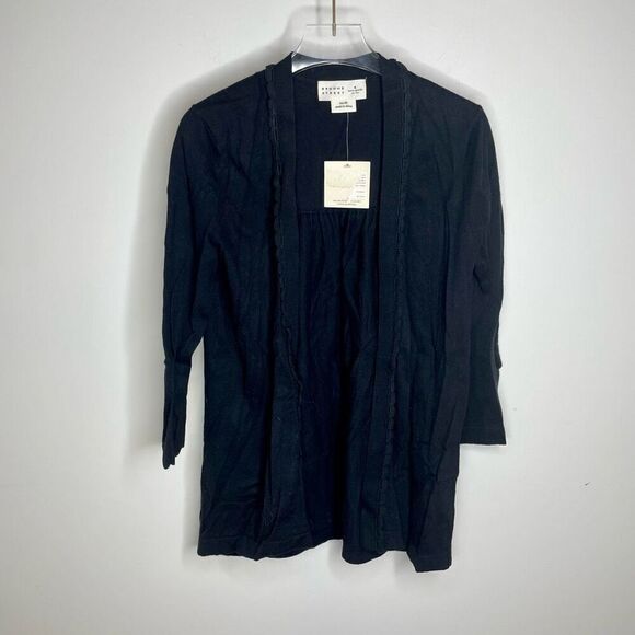 NWT Kate Spade Broome Street Open Cardigan Black Xsmall Xs New 3/4 Sleeve - Picture 4 of 6